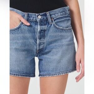 Agolde Parker Long Hemmed Organic Cotton Shorts In Occurance